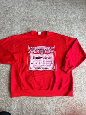 Junk Food Clothing Red Budweiser Graphic Crewneck Sweatshirt